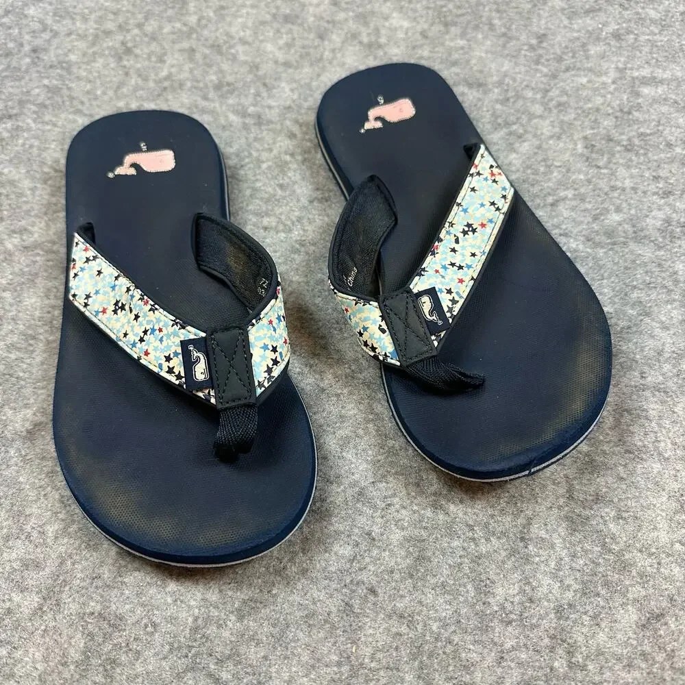 Vineyard Vines Girls Flip Flops Star Print Size 5 Big Kid Sandals